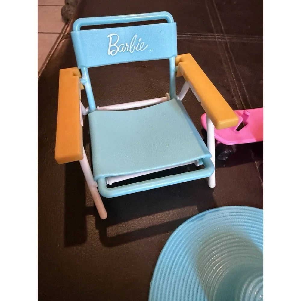 Barbie Beach Day Accessories, Barbie Ice Chest & Beach Chair And More 9 Pieces